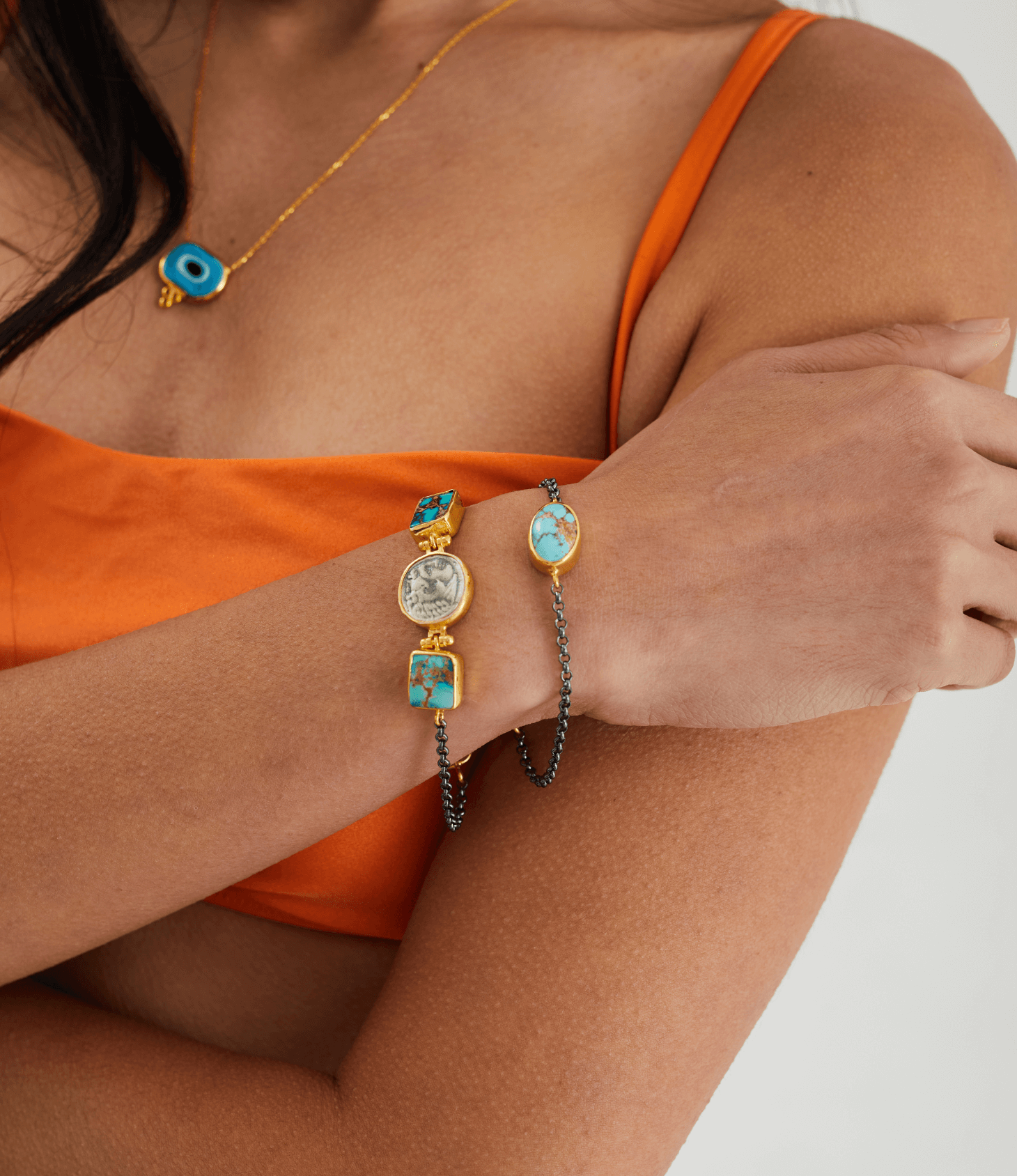 Coin Turquoise stone bracelet