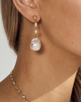 Baroque Pearl & Crystal Earrings - Gold