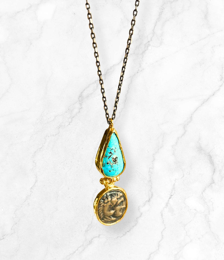 Turquoise & Coin Necklace