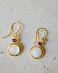 Moonstone & Ruby Earrings