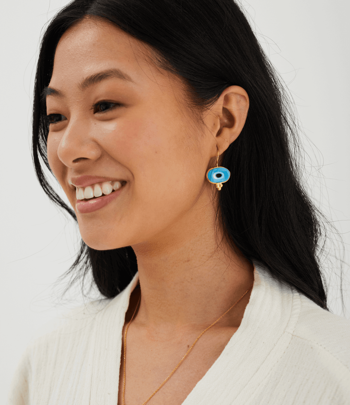 Luxury Blue Evil Eye Earrings - Murano Glass Style