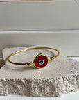 Evil Eye Bangle Bracelet – Gold Plated Brass