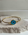 Evil Eye Bangle Bracelet – Gold Plated Brass