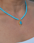 Turquoise Stone and Beaded Necklace