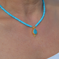 Turquoise Stone and Beaded Necklace