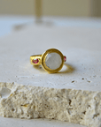 Moonstone & Ruby Ring