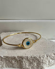 Evil Eye Bangle Bracelet – Gold Plated Brass