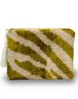 IKAT Velvet Pouch — Olive Zebra