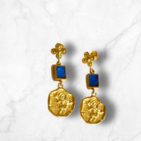 Gold Disc & Turquoise earrings