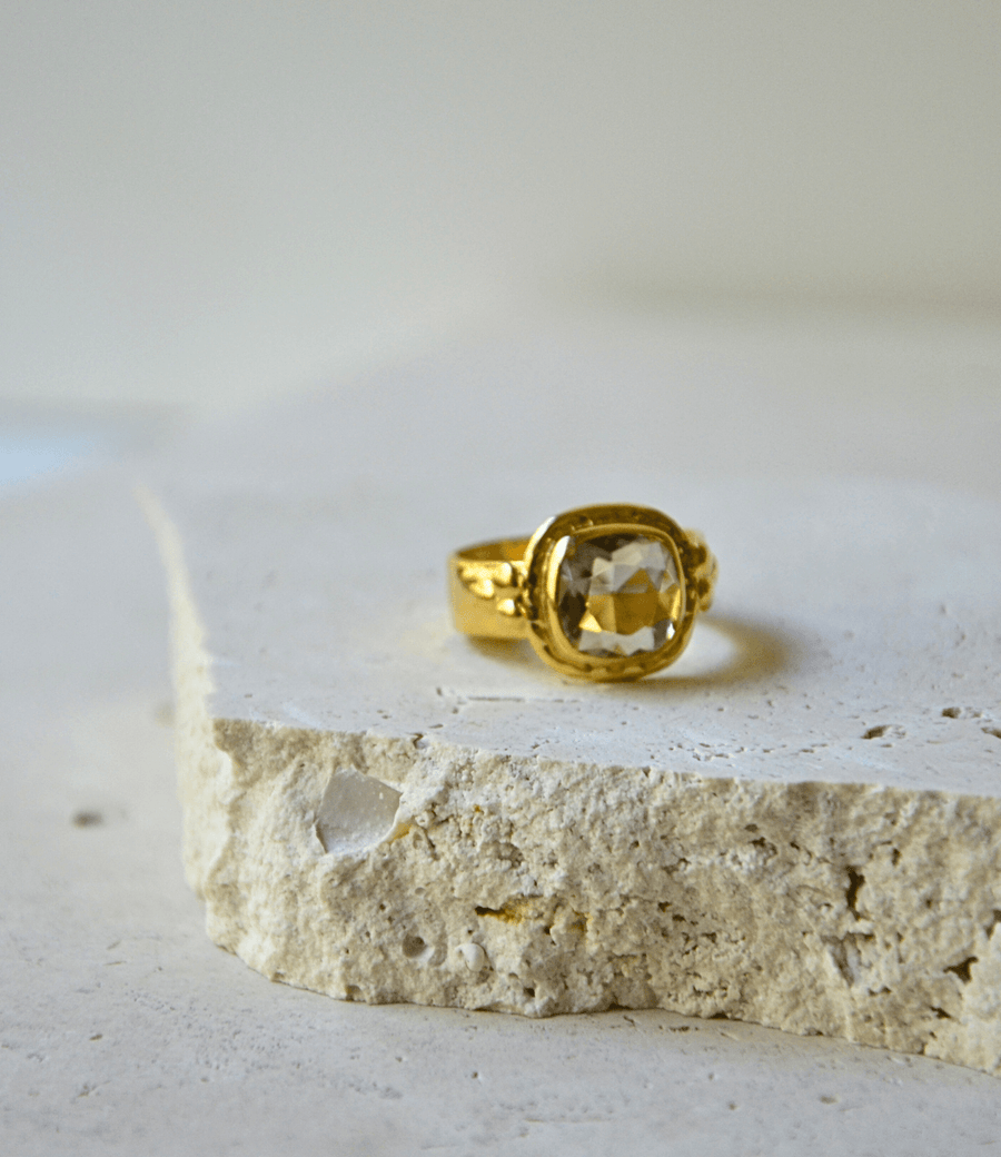 Green Amethyst Gold Ring