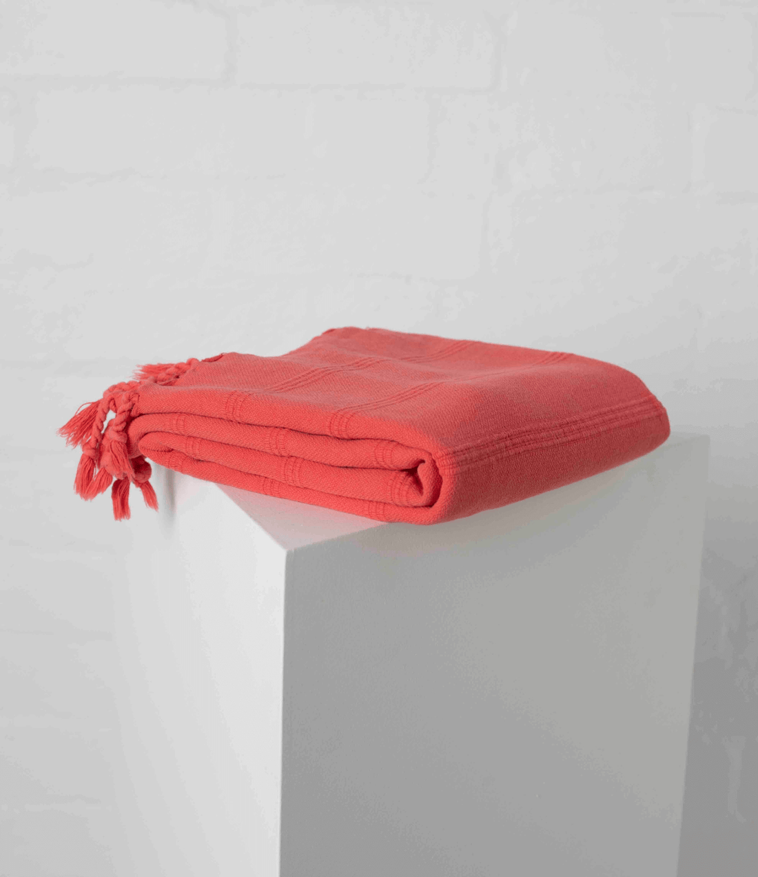 Stonewash Turkish Towel in Coral red
