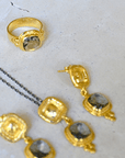 Green Amethyst Gold Earrings