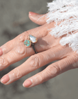 Oval Turquoise and Pearl Silver Ring