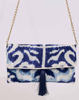 IKAT Velvet Clutch — Azure Mosaic
