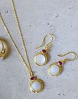 Moonstone & Ruby Earrings