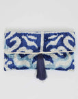 IKAT Velvet Clutch — Azure Mosaic