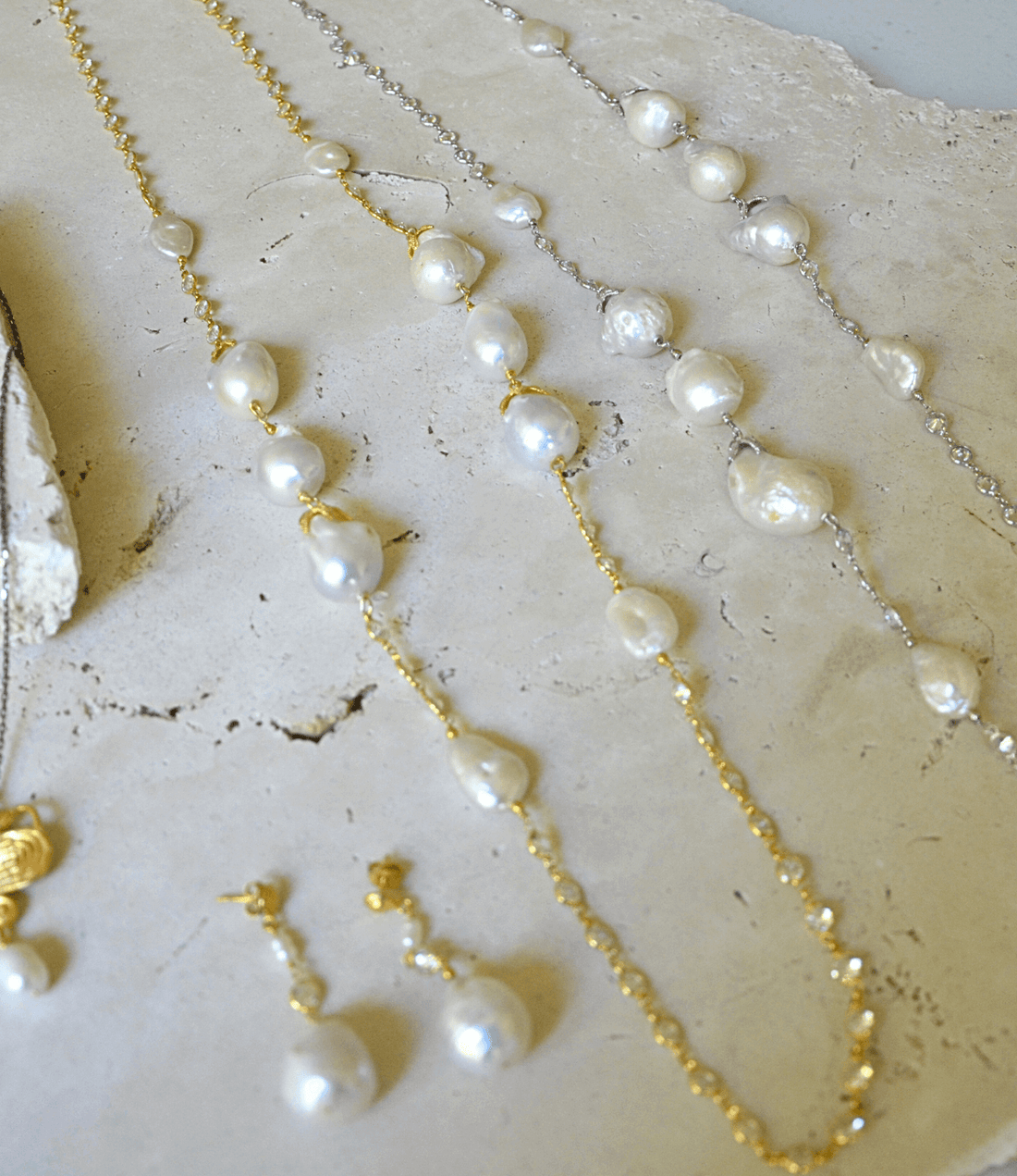 Artemis Saltwater Baroque Pearl & Crystal Necklace