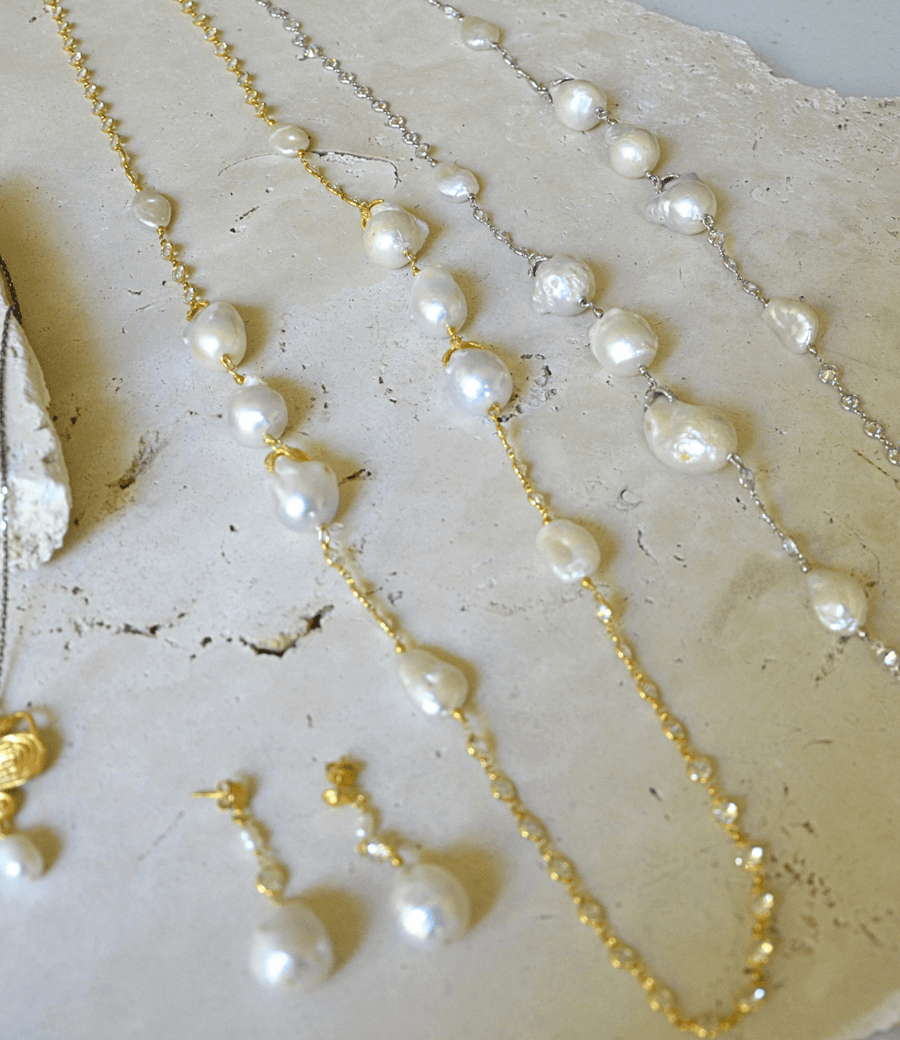 Artemis Saltwater Baroque Pearl & Crystal Necklace