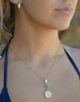 Gold Disc & Turquoise Necklace