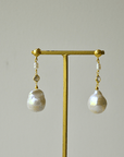 Baroque Pearl & Crystal Earrings - Gold