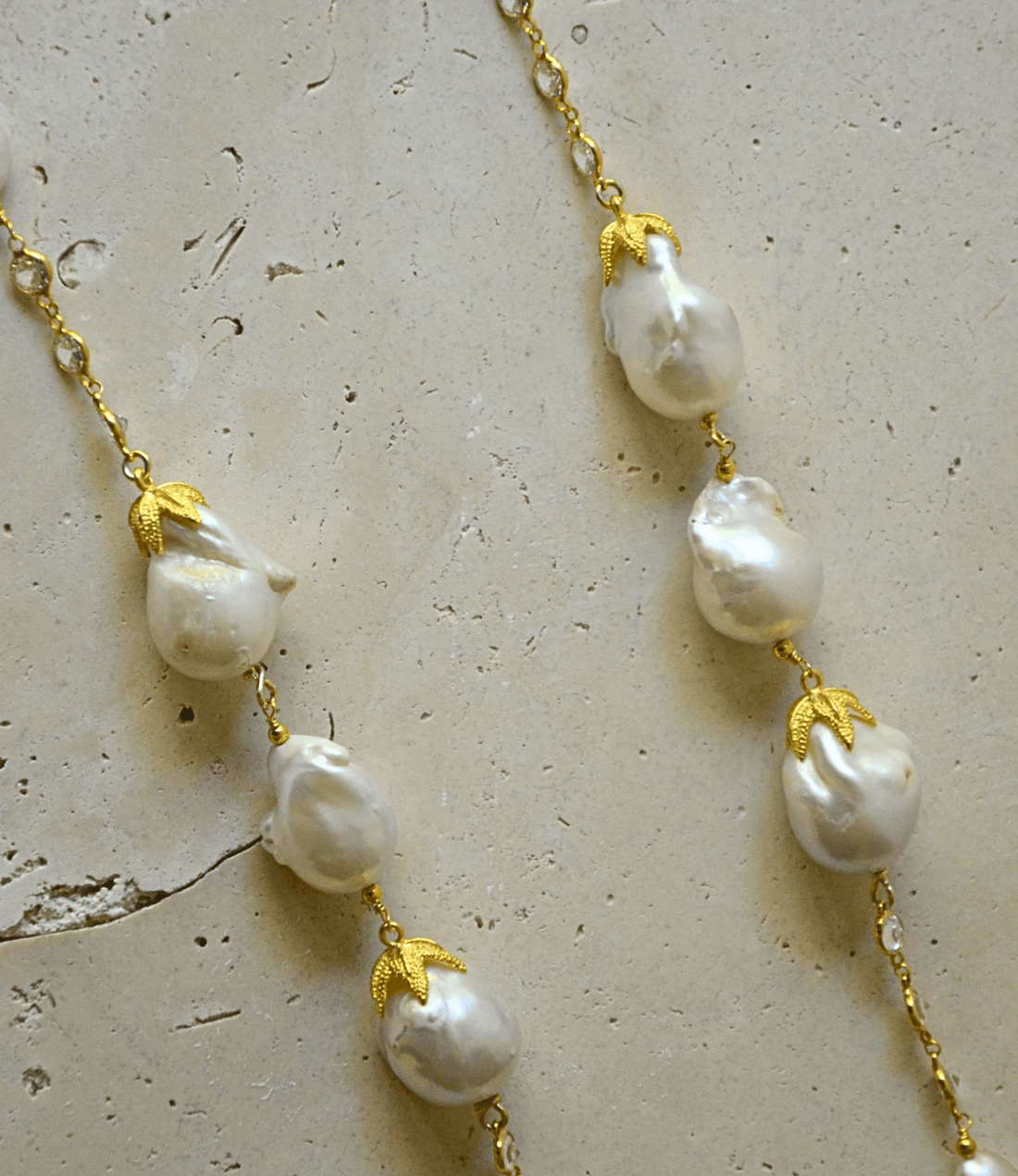 Artemis Saltwater Baroque Pearl & Crystal Necklace