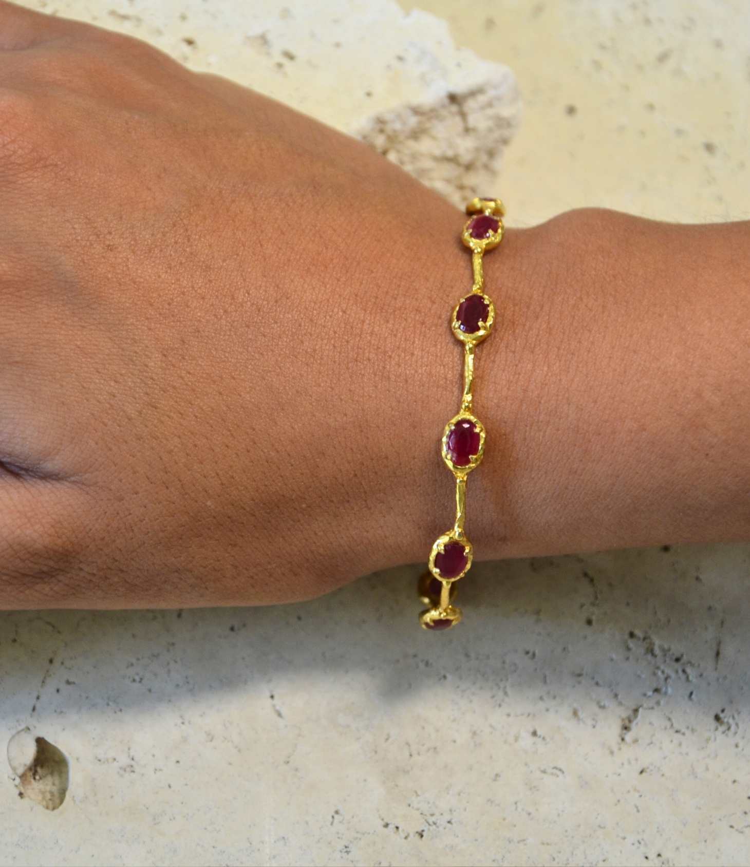 Ruby Ribbons Capri Capri Ruby Cuff | 18k Gold Plated