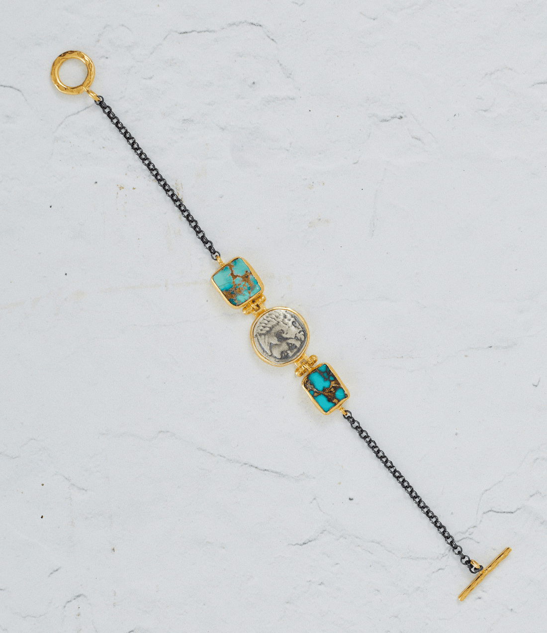 Coin & Turquoise stone bracelet