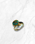 Oval Turquoise and Pearl Silver Ring