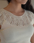 Kastamonu Soft Layer Top – Crochet Yoke featuring delicate hand-finished crochet lace yoke and flattering boat neckline.