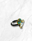 Oval Turquoise and Pearl Silver Ring