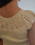 Kastamonu Soft Layer Top – Crochet Yoke with delicate crochet lace yoke and cap sleeves, showcasing artisan craftsmanship.