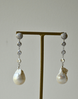 Baroque Pearl & Crystal Earrings - Silver & Rhodium