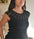 Kastamonu Soft Layer Top – Crochet Yoke featuring crochet lace yoke, boat neckline, and cap sleeves in black.