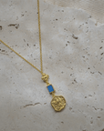Gold Disc & Turquoise Necklace