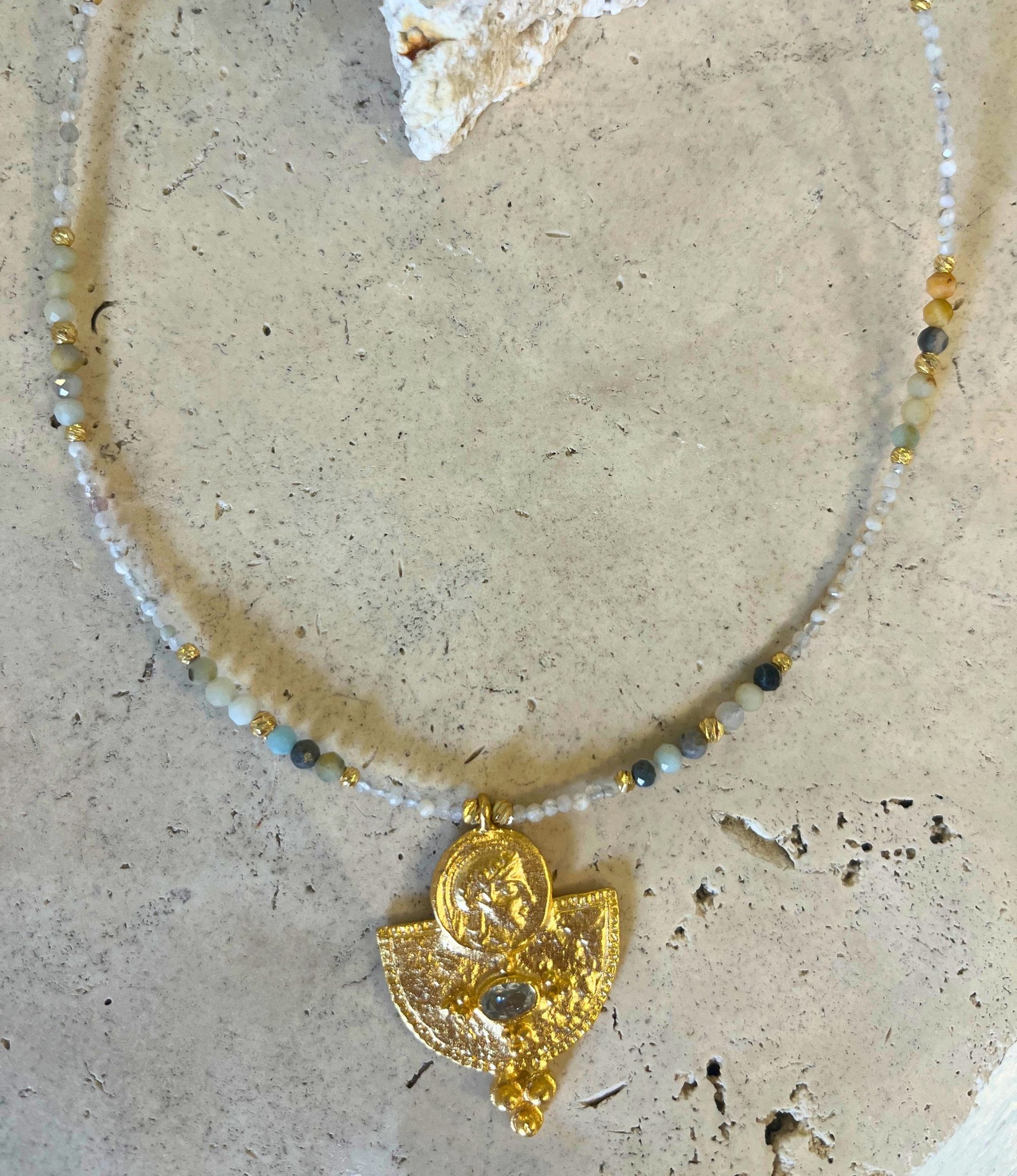 Amazonite Fan Pendant Necklace
