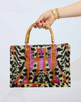 IKAT Velvet Tote Bag — Sunset Tiger