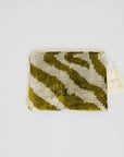 IKAT Velvet Pouch — Olive Zebra
