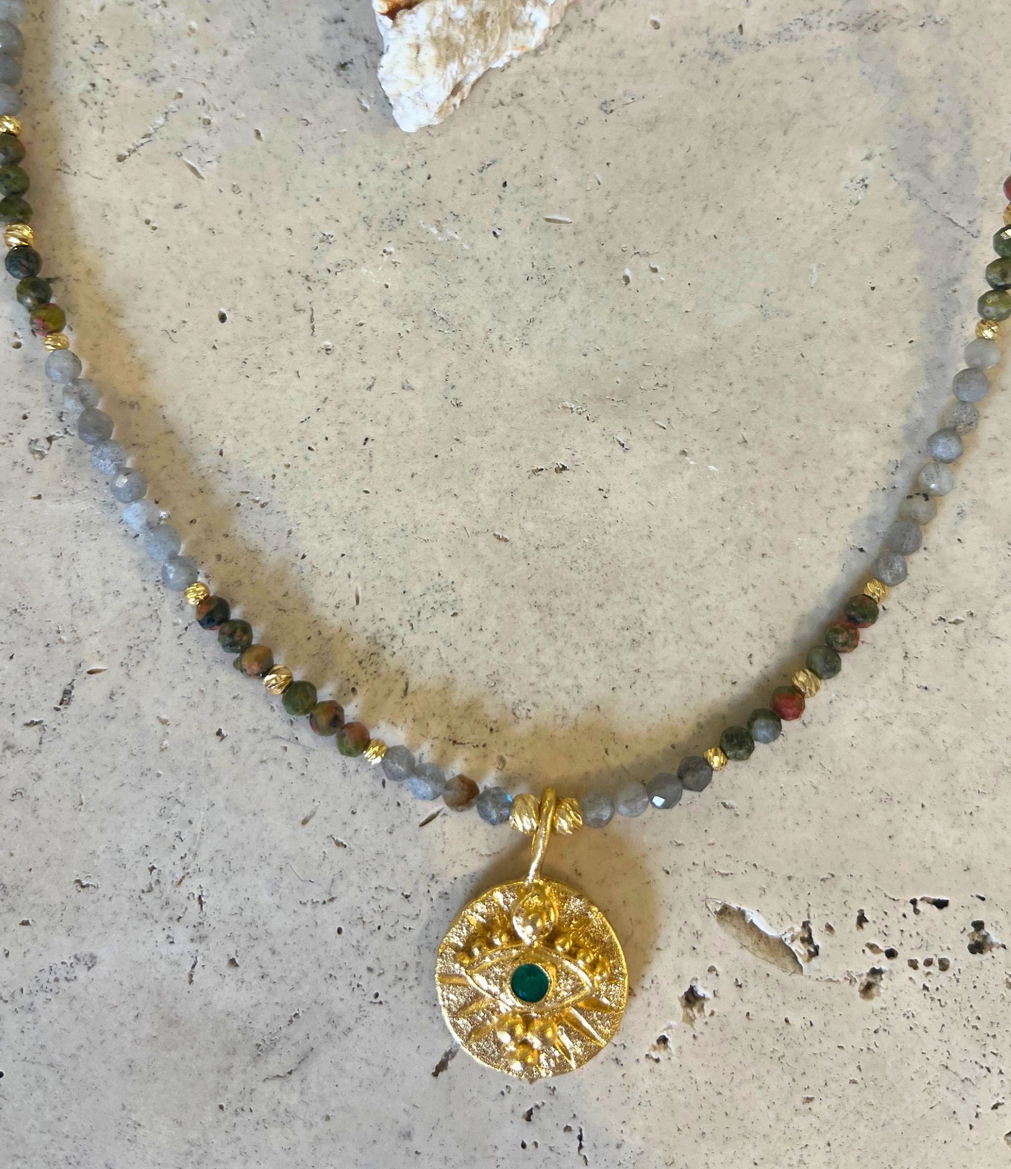 Labradorite Eye Medallion Necklace