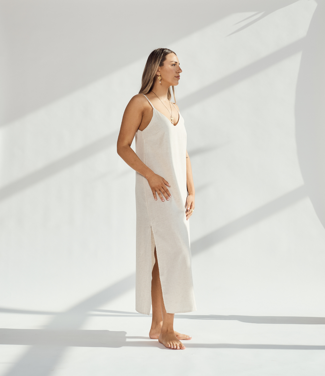Linen Dress with Straps