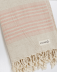 "Kas" Linen/Cotton peshtemal in light pink stripe