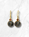 Coin and Garnet Earrings
