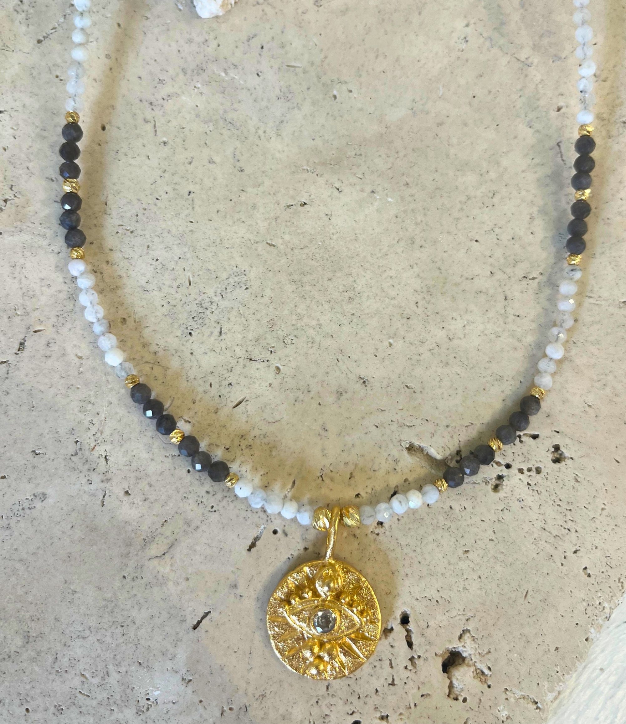 Moonstone Eye Medallion Necklace
