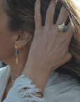 Turquoise and Pearl Gold Ring