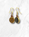 Coin and Garnet Earrings