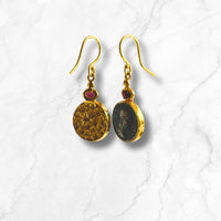 Coin and Garnet Earrings