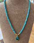 Turquoise Stone and Beaded Necklace