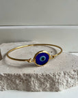 Evil Eye Bangle Bracelet – Gold Plated Brass