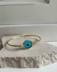 Evil Eye Bangle Bracelet – Gold Plated Brass