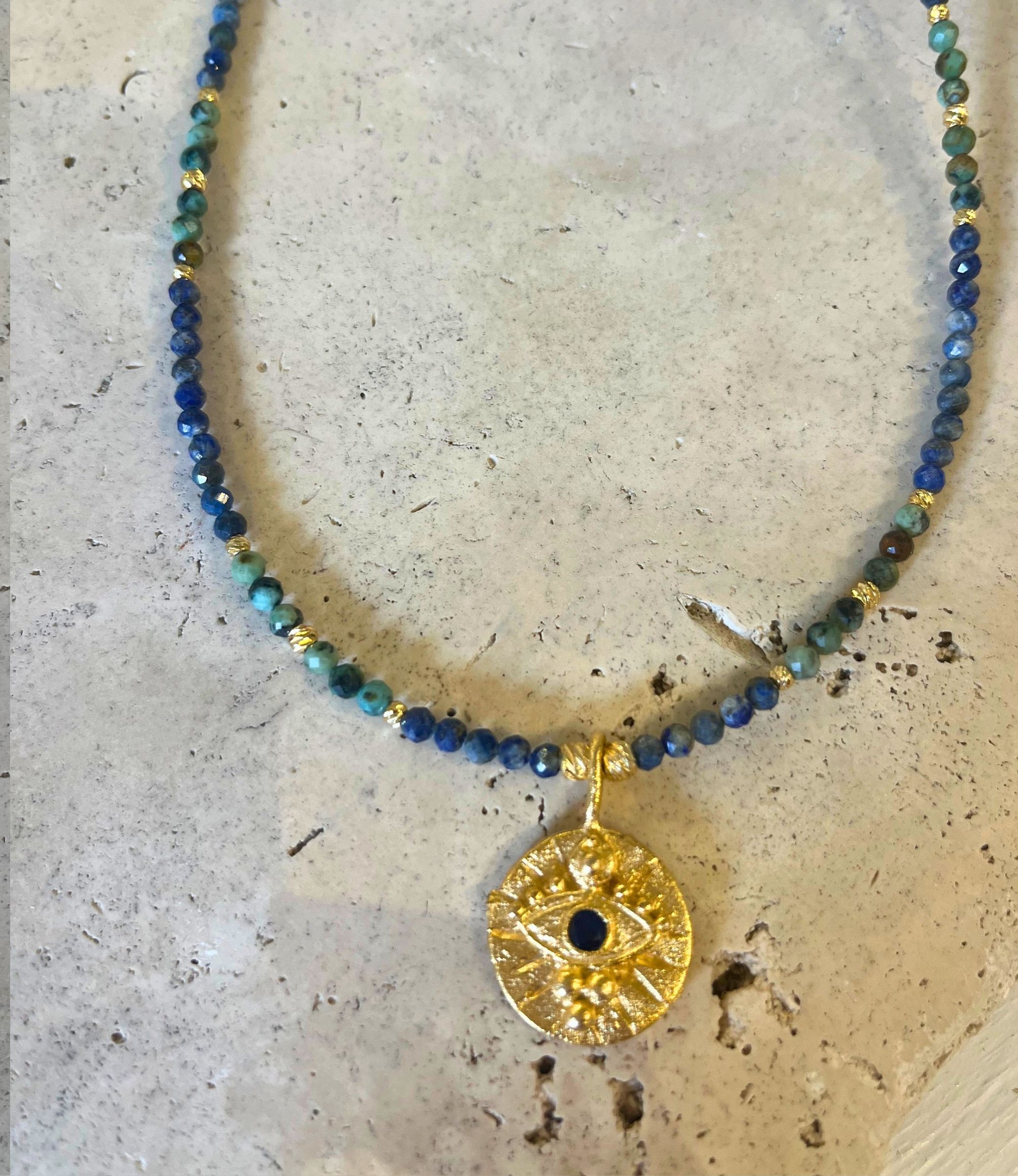 Lapis Lazuli Gold Medallion Necklace