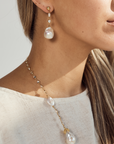 Baroque Pearl & Crystal Earrings - Gold